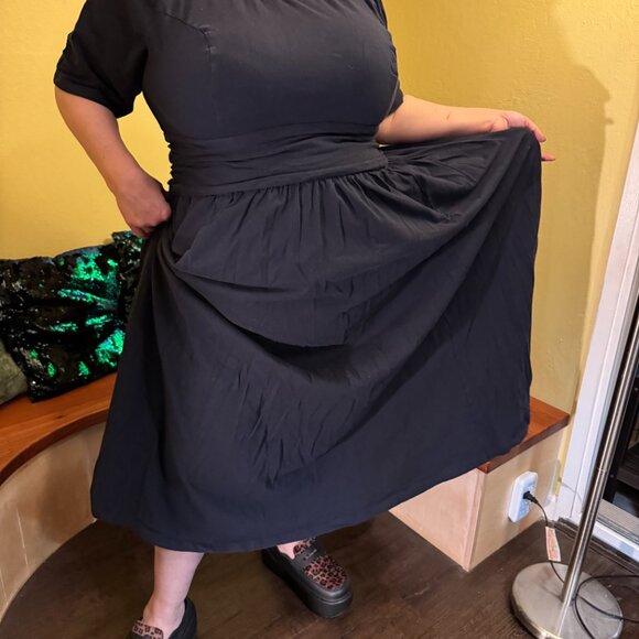 eShakti Ruched waist cotton knit maxi, 4X - Picture 7 of 10